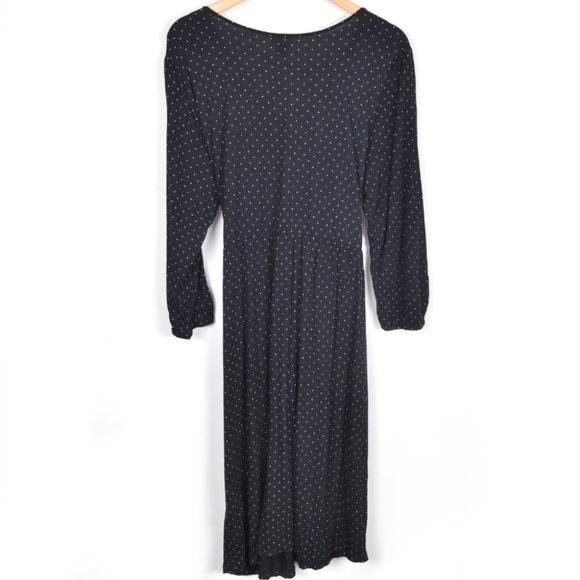 Motherhood Maternity Black Long Sleeve Polka Dot Tie Wrap Midi Dress Sz XL - Picture 4 of 6